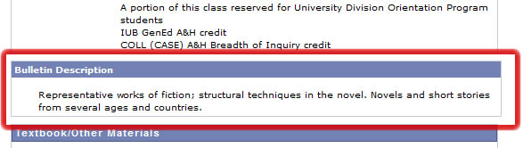 Course Description from Class Search