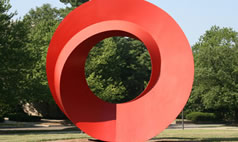 Circular sculpture on the lawn of the IU Art Museum